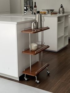 Retro Trolley Narrow Storage Rack Ins Accessible Luxury Storage Movable Living Room Metal Side Table