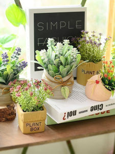 Indoor Decorative Ceramic Pot Succulent Plant Artificial Flower Living Room Decoration Trendy Display Ins Style Faux Greenery