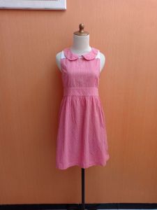 mini midi dress wanita pink muda pastel JASPAL cewek M bordir kerah cute remaja 15 16 17 thn dewasa