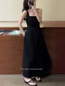 VKSOD | Elegant French Style Hepburn A-Line Long Dress Women Summer 2025 Slimming High Waist Strapless Gown Fairy Tale Atmosphere Zipper Back