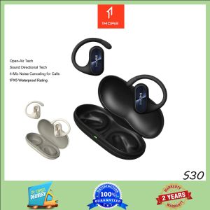 1More Fit SE-S30 Wireless Sports Earphoneswith Bluetooth 5.3 Graves Boost 14.2mm Dynamic DLC 30h Battery 4 DSP Microphones