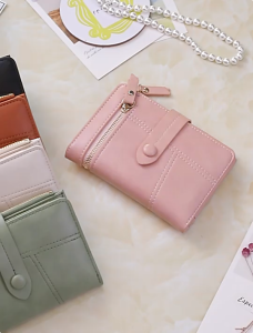 Elegant Women Leather Wallets with Zipper - Casual Style Multi-Pocket Design