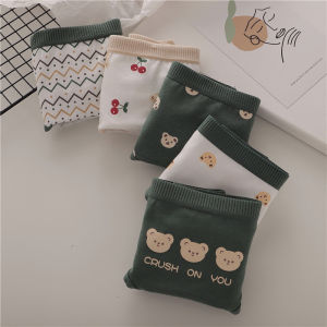 5 Cute Bunny Pure Cotton Underwear Womens Mid Waist plus Size Japanese Cartoon Breathable Cotton Crotch Young Adult Briefs Summer