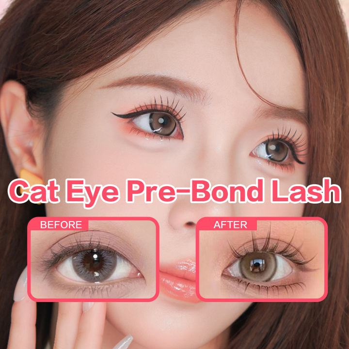 [No Glue Need] PRAECLARUS Cat Eye Glue-free Eyelashes C Curl 12mm Self ...