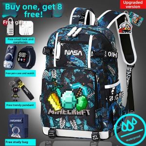Minecraft Theme Large Capacity Backpack for Grades 3-12 Students