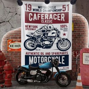VIKAMA Vintage Rider Xe Máy Tấm Thảm Treo Tường Thẩm Mỹ Phòng Ngủ Trang Trí Phòng Khách Phông Nền Polyester Dành Cho Những Người Đam Mê Off-Road