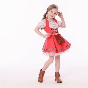 Childrens European Traditional Style Costume for Halloween on Childrens Day German Clothes for School Group Performance Wear German Child Oktoberfest Day Performance Costume Multicolor Short Dress