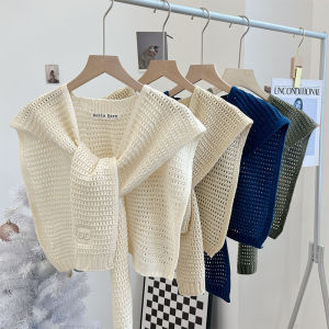 Khăn Choàng Dệt Kim Mùa Xuân Màu Be Cho Nữ Áo Khoác Ngoài Mùa Hè Khăn Choàng Lót Cổ Giả Đa Năng Cho Thanh Thiếu Niên Và Cặp Đôi