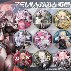Victory Goddess Victory Goddess 75mm Double Flash Large Badge Decorative Grain Goddess Anime Cartoon Collectible Metal Badge