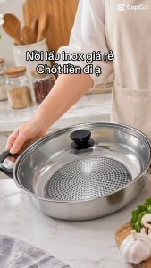 [BỀN ĐẸP] Nồi Lẩu Inox Đa Năng 28cm Kèm Nắp Kính Quai Cầm Cách Nhiệt Chống Gỉ Sét Phù Hợp Gia Đình 2 Đến 5 Người