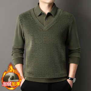 Áo Thun Polo Lông Cừu Pierre Cardin Dày Ấm Áp Dài Tay Nam Mùa Thu Đông Mới Về Chất Liệu Cotton Pha Trộn Polyester Trang Phục Công Sở Thường Ngày