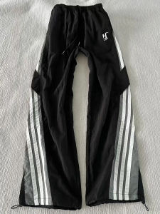 กางเกงทำงานฤดูร้อนสำหรับผู้ชาย กางเกงขายาวทรงตรง ผ้าฝ้ายผสมโพลีเอสเตอร์ ทรงหลวม สไตล์ลำลอง ดีไซน์แถบข้าง กางเกงยีนส์