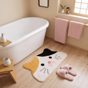 VIKAMA Cartoon Shiba Inu Bathroom Mat Soft Fluffy Water Absorbent Rug Non Slip Cute Dog Floor Mat Bedroom Home Decor