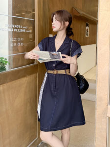 YINLUOYA | ชุดเดรสผู้หญิงฤดูร้อน 2025 ชุดเดรสกระโปรงทรงเอเอวสูงลายสก็อต แขนสั้น คอโปโล ชุดเดรสยาวปานกลาง สไตล์เกาหลี