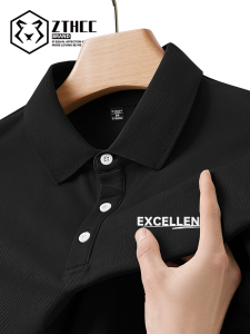 เสื้อโปโลแขนสั้นสีดำ ทรงหลวม ผ้าโพลีเอสเตอร์ สำหรับผู้ชาย ฤดูร้อน 2024 เสื้อยืดคอกลมแขนสั้น ทรงหลวม ทรงลำลอง ทรงลำลอง