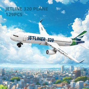 129PCS Aviation Passenger Aeroplane Building Blocks DIY Passenger Airport Airbus Airplane Assemble DIY Bricks Kids Toys Gift