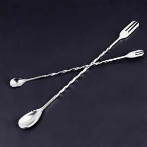 Makayo สแตนเลส ช้อนค็อกเทล ด้ามเกลียวยาว 30 ซม. 26 ซม. ช้อนผสมเครื่องดื่ม ที่ชงเหล้า Bartending spoon