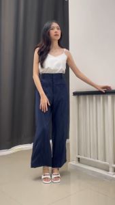 QUEENTIN Celana Wanita Kulot Panjang 0690 Semi Wool Motif Salur