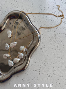 Handmade Natural Baroque Pearl Anatomical Double Layer Petal Design 14K Clavicle Necklace Fashionable Jewelry Accessory