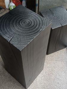 Modern Minimalist Carbonized Black Log Stool Home Decorative Accessories Outdoor European Style Tree Stump Creative Solid Wood Low Table