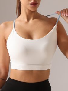 SUPERFLOWER Womens New Six String Beautiful Back Sports Bra Comfortable Shock-absorbing Gathering Seamless Running Thin Yoga Bra