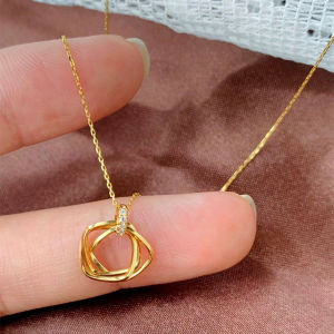 Non-Fading Titanium Steel Geometric Zirconia Necklace for Girlfriend Elegant Fashion Jewelry Gift Sweet Sister Style