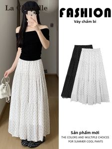 La Chapelle | Váy Dễ Thương Chấm Bi Trắng Phong Cách A-Line Cao Waisted Mới 2026