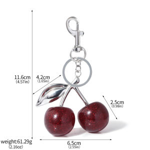1pcs Sweet Delicious Red Cherry Keychain Women Handbag Backpack Accessories Premium Fruit Pendant Jewelry Gifts
