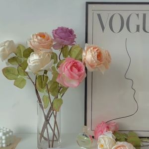 Hoa giả hoa hồng đường kính bông 10cm vải lụa cao cấp nhiều màu trang trí nhà cửa tiệc cưới bó hoa cầm tay chụp hình. decor cửa tiệm sự kiện