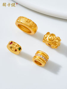 Ancient Style Alluvial Gold Ingot Spacer Beads Large Hole Small Annulet Spacer Spacer Handmade Bracelet Rope DIY Necklace Rope Braid Rope Accessories