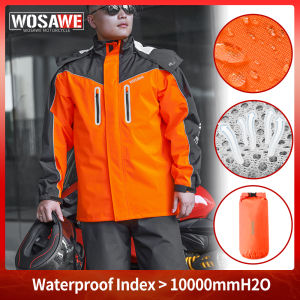 WOSAWE Men Women Motorcycle Raincoat Waterproof Rainstorm Prevention Jacket Breathable Lightweight Outdoor Sports Bike Rain Coat