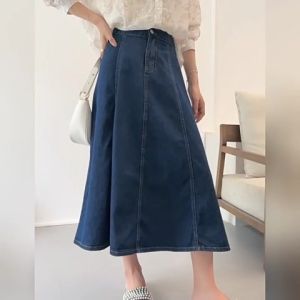 LHSunday ขายดี📬 กระโปรงยาวแฟชั่น กระโปรงยีนส์แฟชั่น เอวสูง ทรงเอ แฟชั่นสุดๆ สําหรับผู้หญิง แต่งตัวง่ายใส่ได้ทุกโอกาสบอกเลย🔥