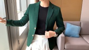 LIVE GREAT Khí chất tay dài nam mới phù hợp với thanh niên Pop notch ve áo tiêu chuẩn hàng đầu áo khoác cho doanh nhân