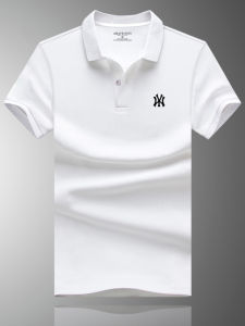 High-End Polo Shirt Mens Short Sleeve T-Shirt 2025 New Summer Casual White Half Sleeve Mens Style Standard Fit Printed Business Casual Cotton Tee