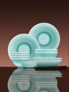 JINGDEZHEN | High-End Celadon Carving Microwave Safe Tableware Set