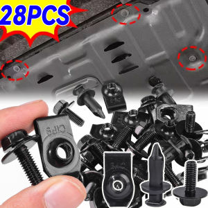 28ชิ้นที่ยึดสกรูเกลียวปล่อยตัวโบลท์รถยนต์ตัวยูน๊อตคลิปบังโคลนฝาปิดเครื่องยนต์กันชนหมุดย้ำสกรูซับ