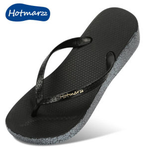 Hotmarzz Womens slope heel flip flops PVC high heels clip on beach shoes for wearing fashionable slippers  HM7053