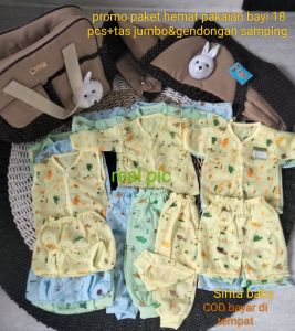 promo paket hemat pakaian bayi 18 pcs +tas jumbo&gendongan
