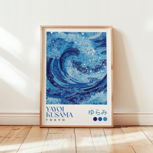 1pc Japandi Wall Art Ocean Waves Poster Wabi Sabi Wall Art Japanese Wall Art Poster for Living Room and Bedroom Decortion Gift