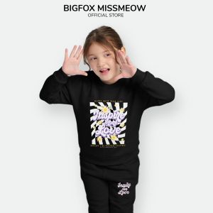 Bộ thu đông bé gái Bigfox Miss Meow size đại bộ quần áo nỉ bé gái in hoa cúc Inspire size trẻ em 12131415 tuổi