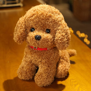 New Lovely Curly Hair Teddy Dog Plush Toys Wears Collar Head Flower Teddy Dolls Stuffed Soft Toy Kids Birthday Gifts