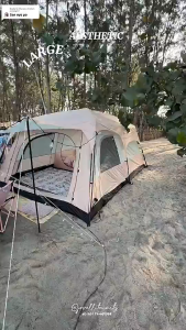 GLAMPTURE Weather Waterproof Camping Tent for Outdoor Use 10 15 People Two Bedrooms One Living Room Family Camping Tent with Sunshade Yard