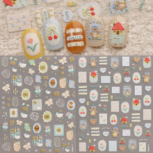 2 Miếng Dán Móng Tay Hình Gấu Hoạt Hình Nổi 3D Tự Làm Chất Liệu PET Dễ Dán Thiết Kế Nghệ Thuật Dùng Làm Quà Tặng Trang Điểm Dự Tiệc