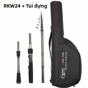 ROSEWOOD | Cần Câu Du Lịch Thu Gọn Mini ROSEWOOD KUNAI 2.4m Cần Câu Carbon Di Động Kèm Ống Đựng Trọng Lượng Thả Câu 24g/50g Dùng Cho Biển Sông Hồ