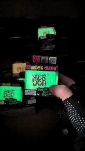 【NeeDoh Nice Cube Noctilucent】 Glow in The Dark!!Needoh Original Schylling NeeDoh Nice Cube Sensory Fidget Toy Neehdoh Ice Cube Squishy Toy Needoh Real Sensory Squeeze Toy with Super Solid Squish Stress Relief Anxiety Sensory Tool nee doh nice cube