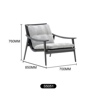 Italian Style Minimalist Pure Solid Wood Single Sofa Chair Designer Backrest Chair Villa Living Room Fabric Leisure Chairs