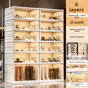 MEIZHUFU | Foldable Transparent Shoe Storage Cabinet