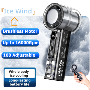 Handheld Fan⚡10m/s Turbo Wind 100 Speed ICE CPMPRESS Tech | Semiconductor Cooling Fan For MRT/Outdoor/Office | Fast Charge & Digital Display