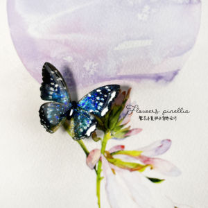 Original Design Deep Blue Galaxy 3D Butterfly Edge Duckbill Hair Clip Womens Dreamy Sparkling Headwear Side Hair Accessories