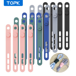 TOPK Silicone Cable Ties Assorted Color Reusable Heavy Duty Cable Organizer Management for Fastening Cords and Wires